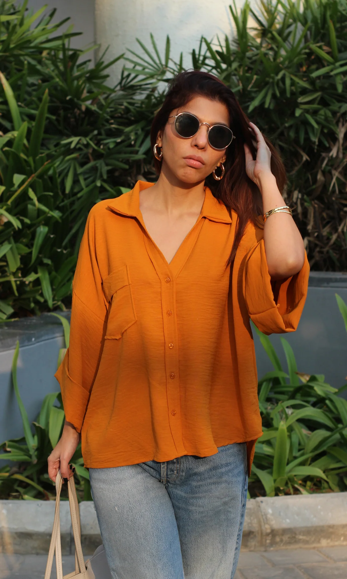 Tangerine Flowing Shirt - Image 2