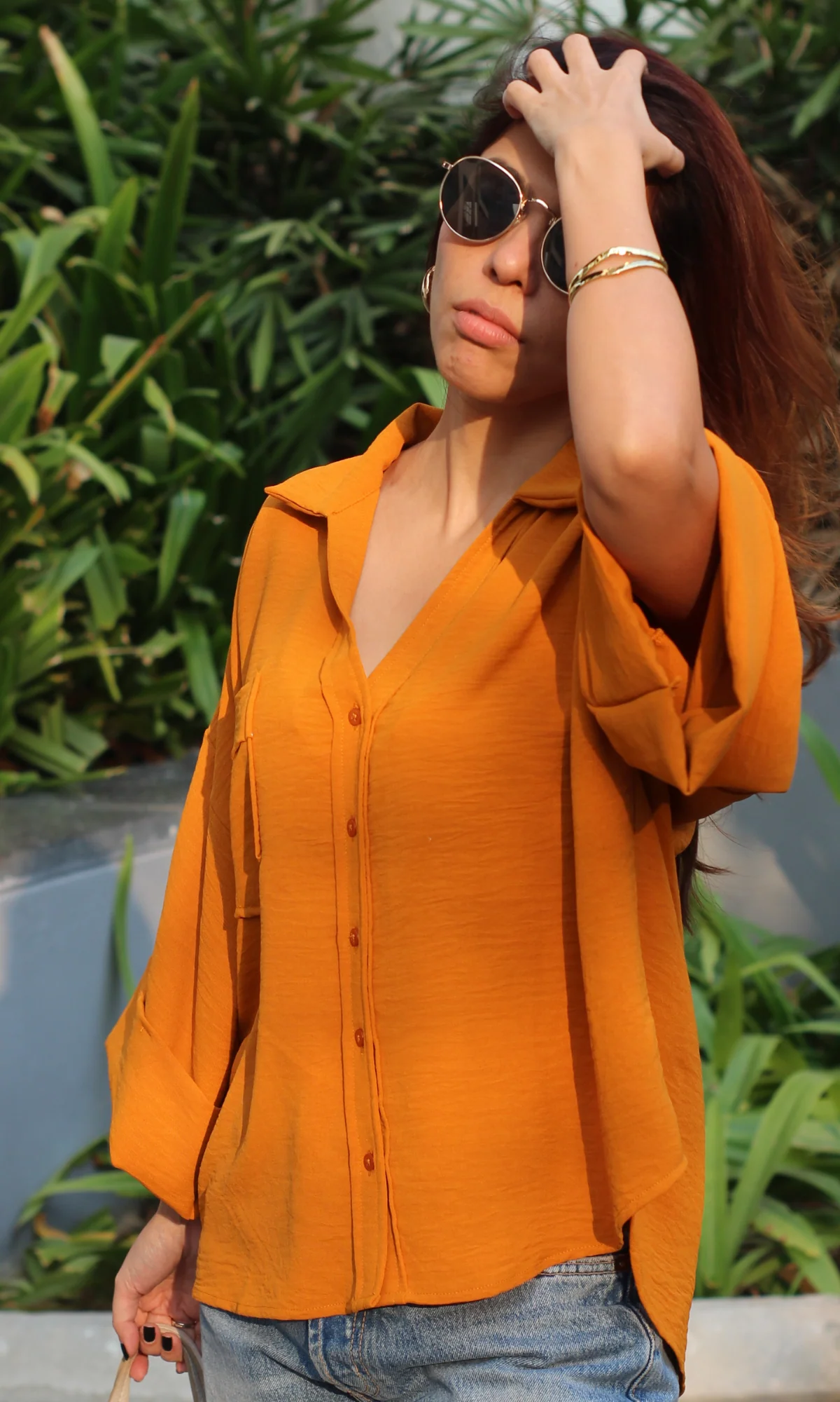 Tangerine Flowing Shirt - Image 5