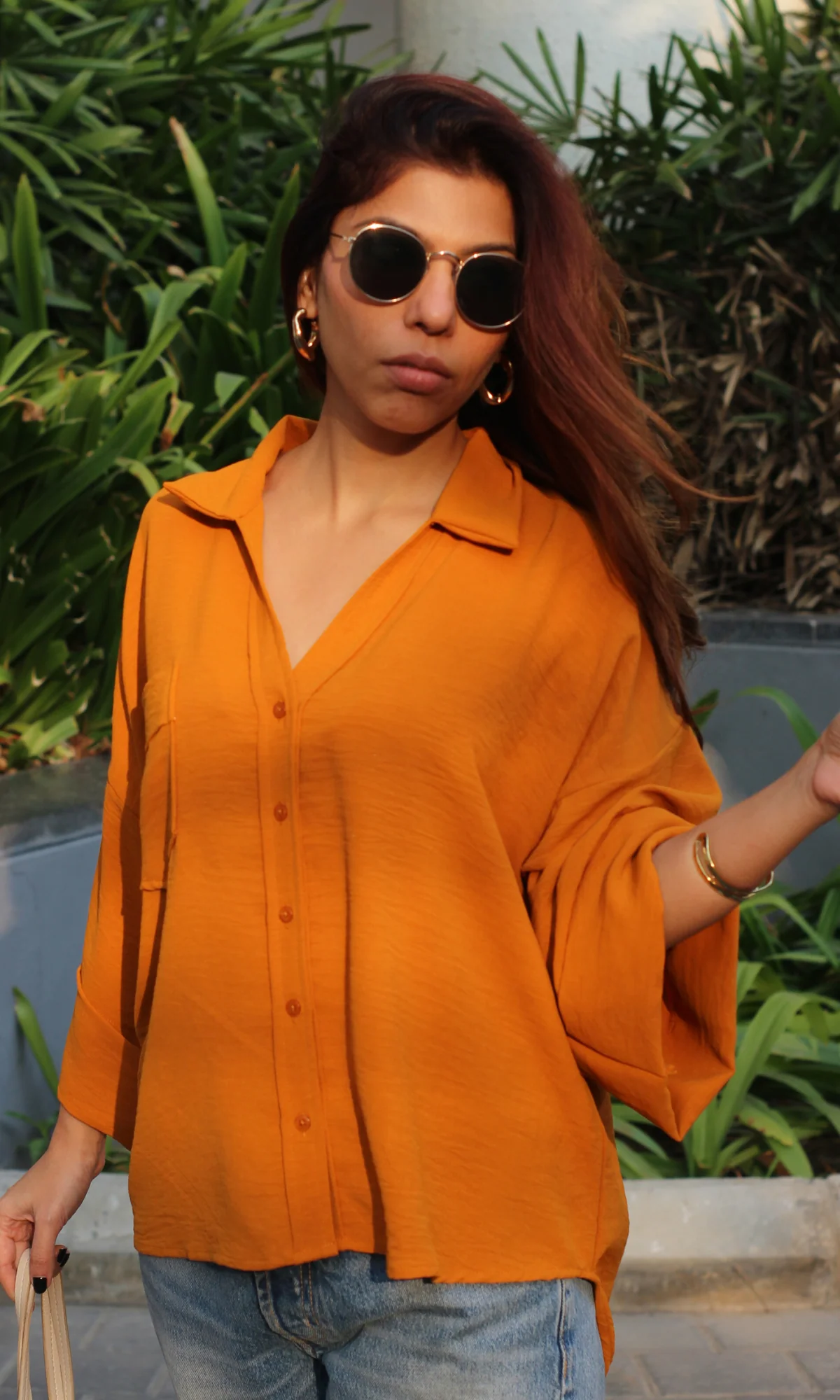 Tangerine Flowing Shirt - Image 6