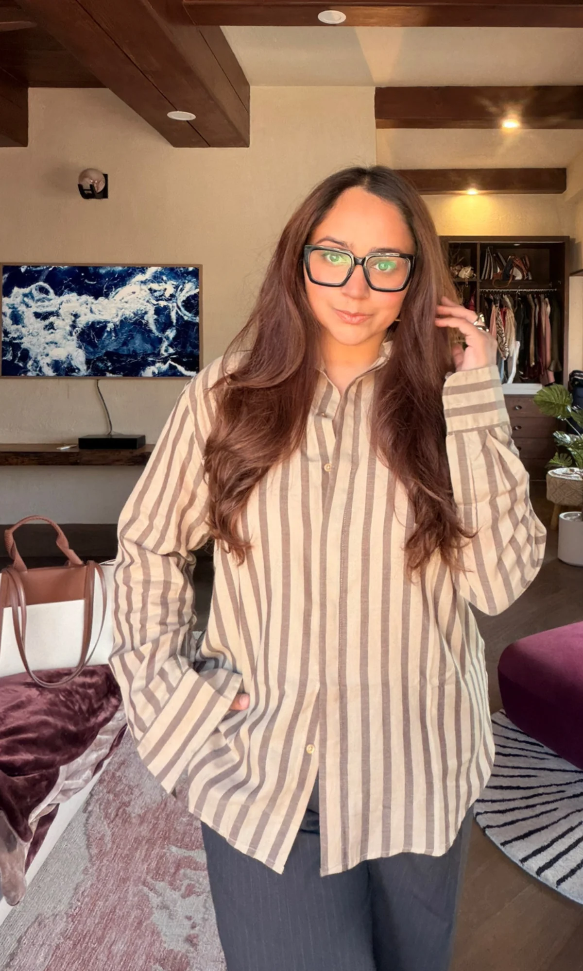 Taupe Smoke Striped Shirt - Image 3
