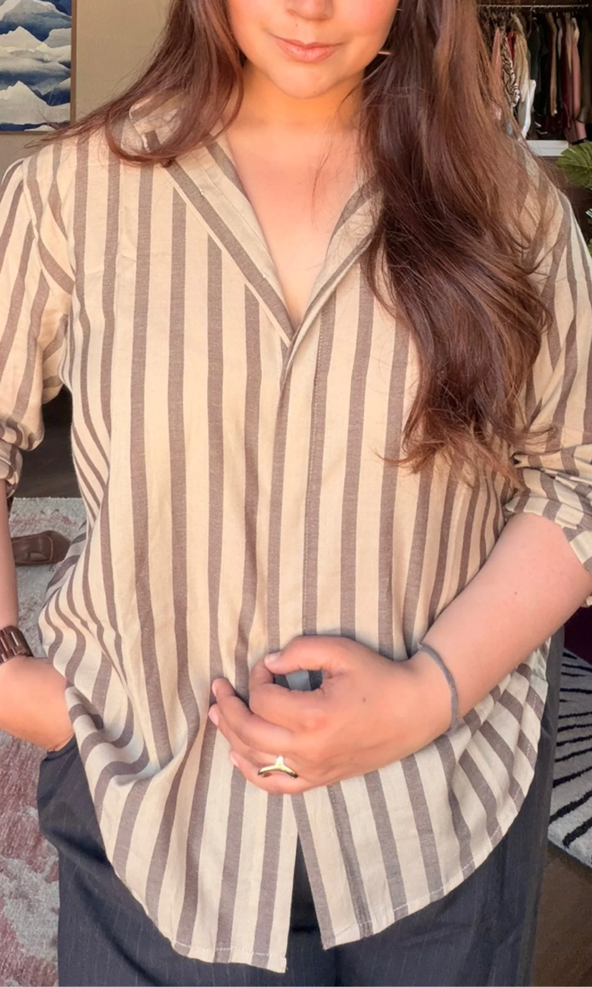 Taupe Smoke Striped Shirt - Image 4