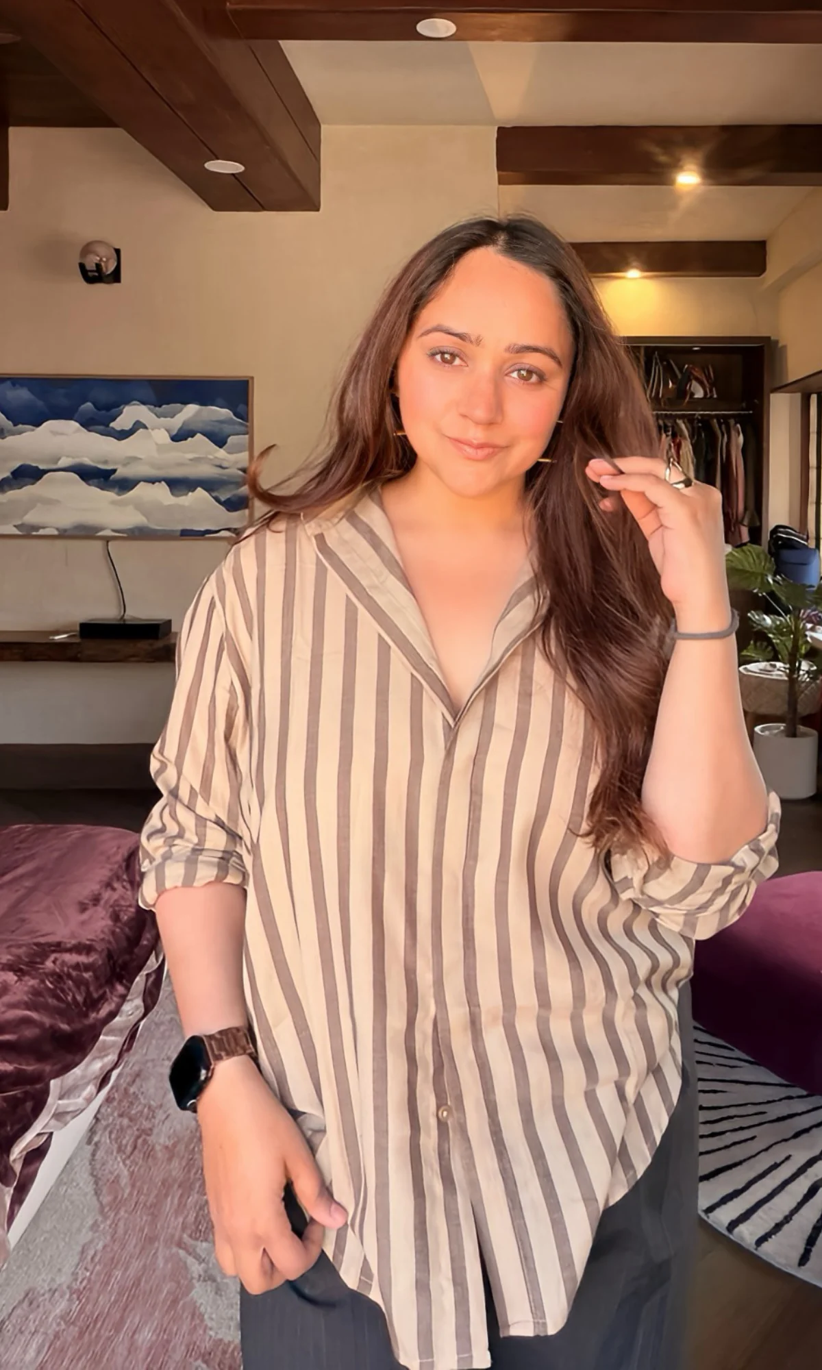 Taupe Smoke Striped Shirt - Image 5