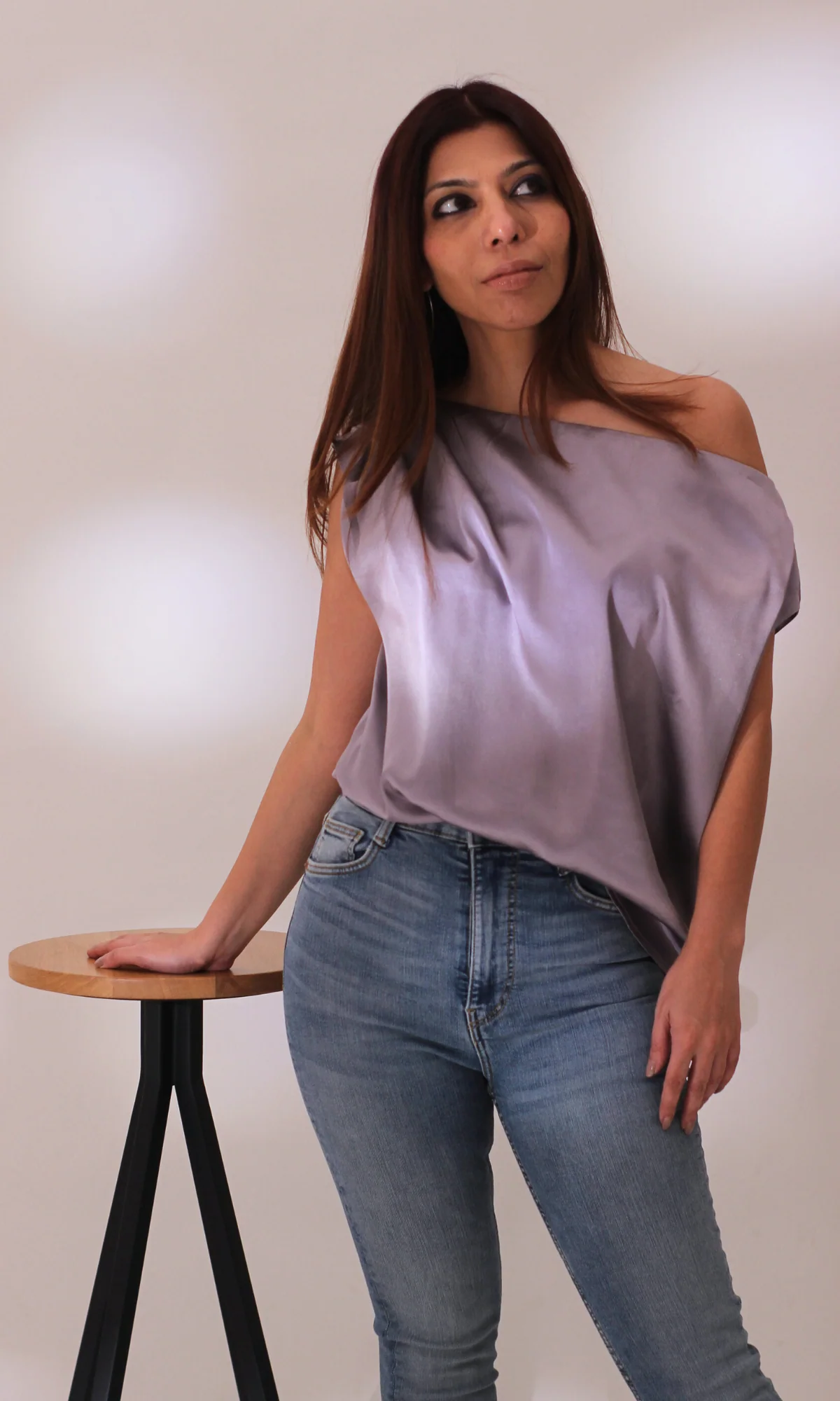 Steel Lavender One-Shoulder Top - Image 5