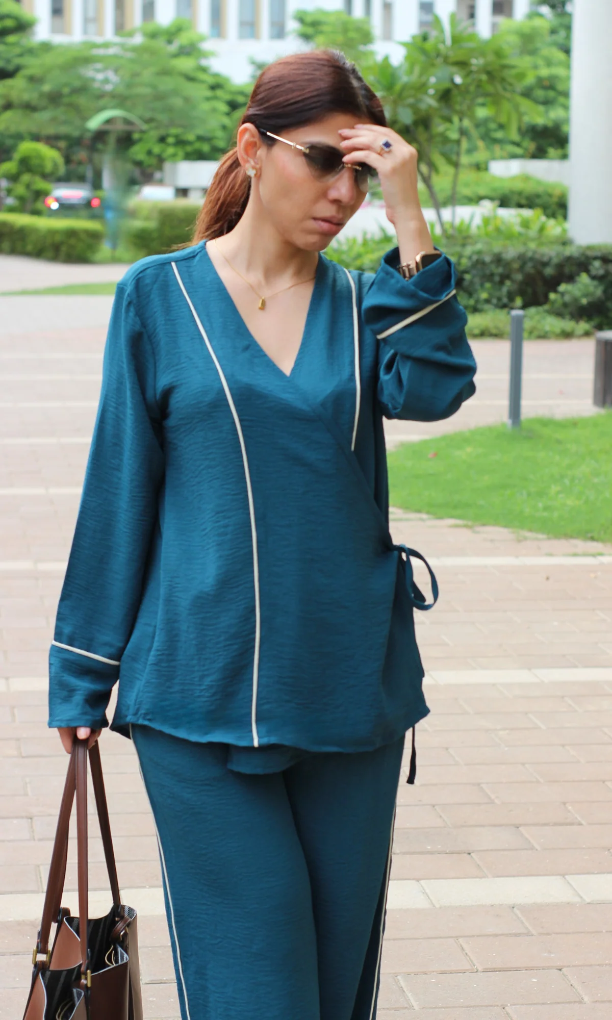 Teal Drift Outline Kimono Co-ord - Image 5