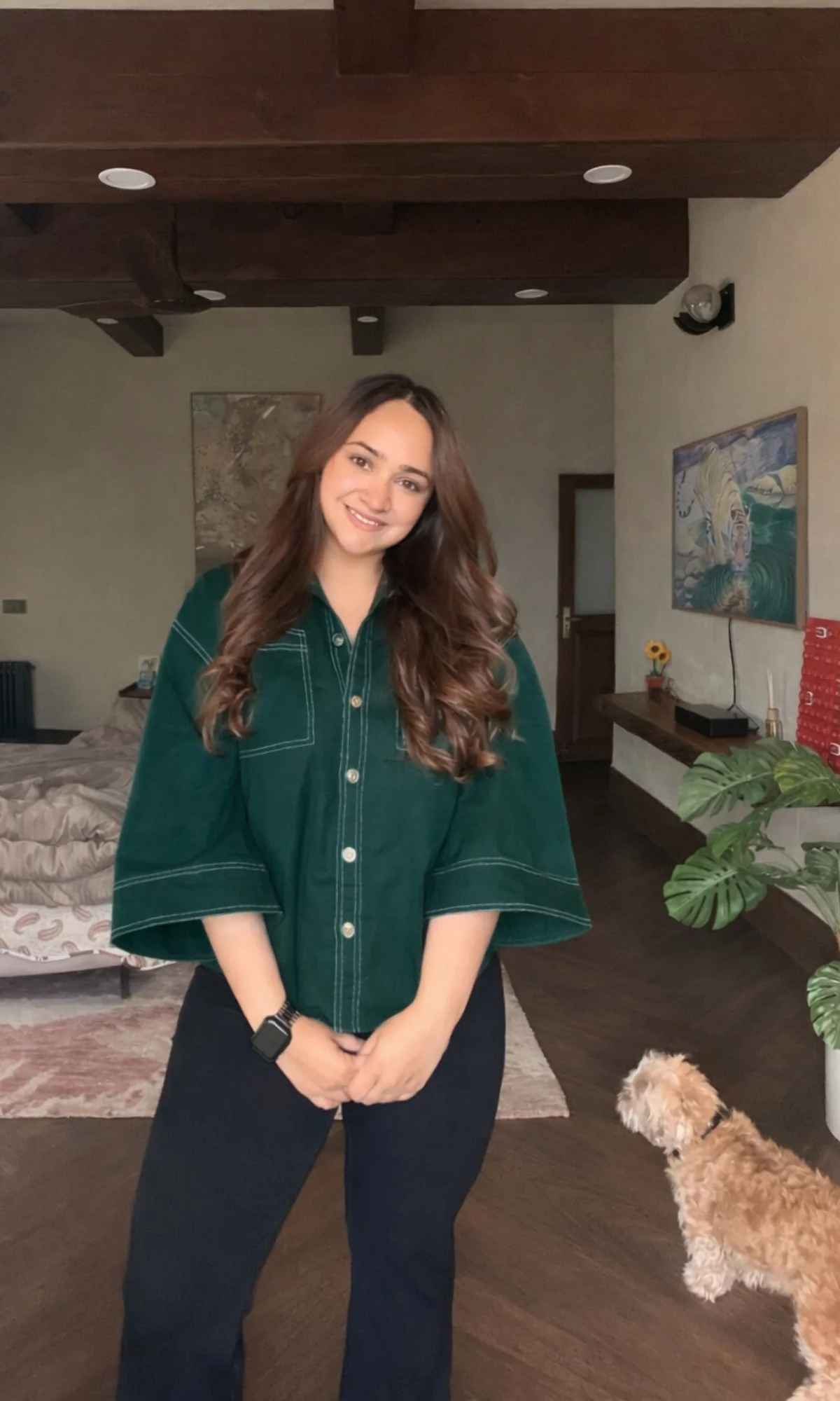 Thread Detail Deep Green Shirt - Image 2