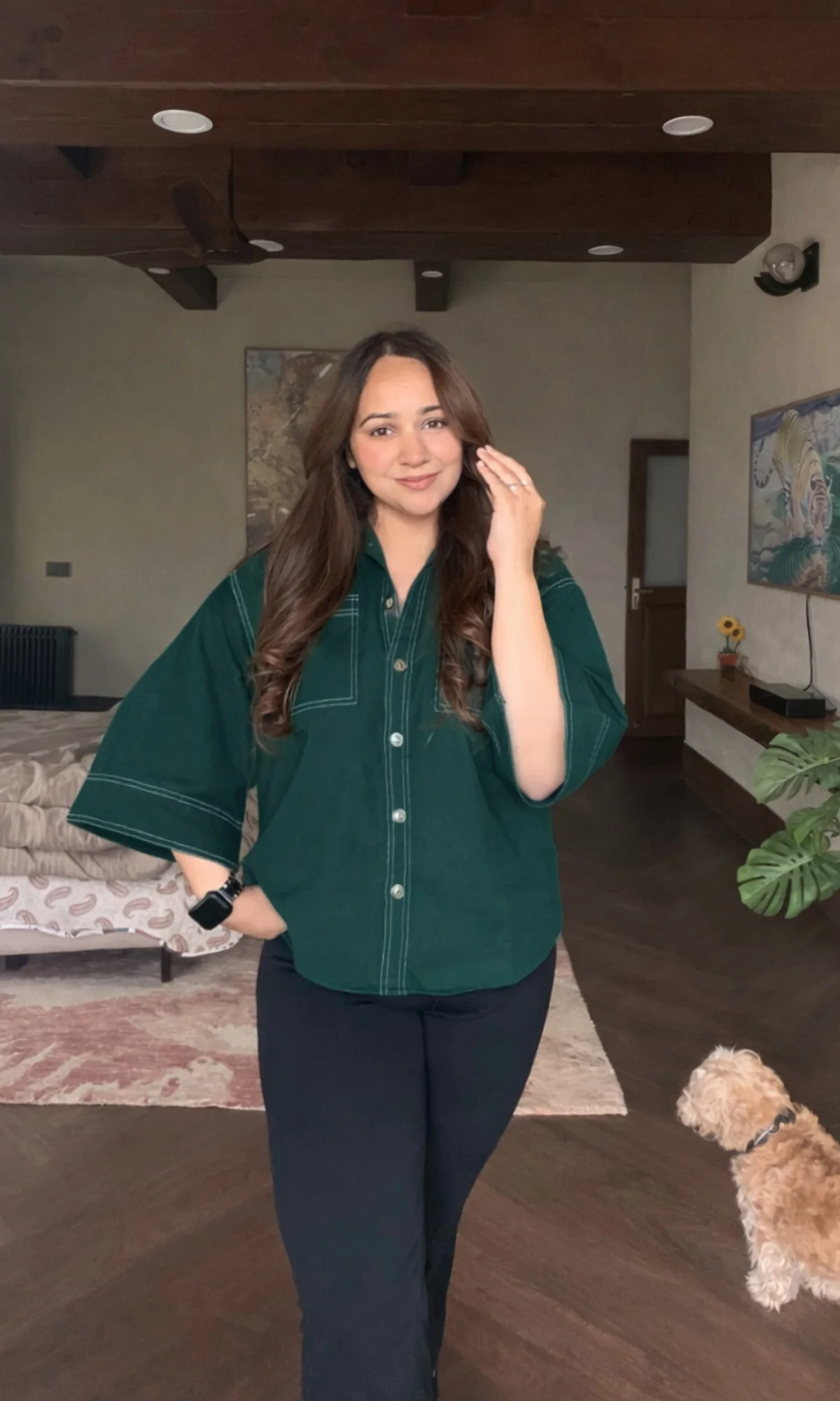 Thread Detail Deep Green Shirt - Image 4