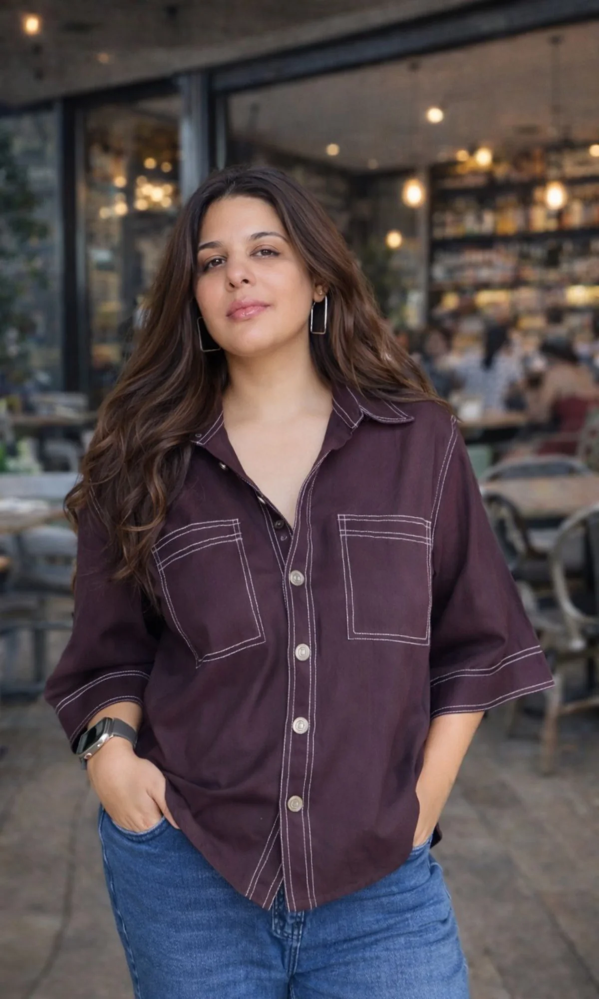 Thread Detail Purple Shirt - Image 2
