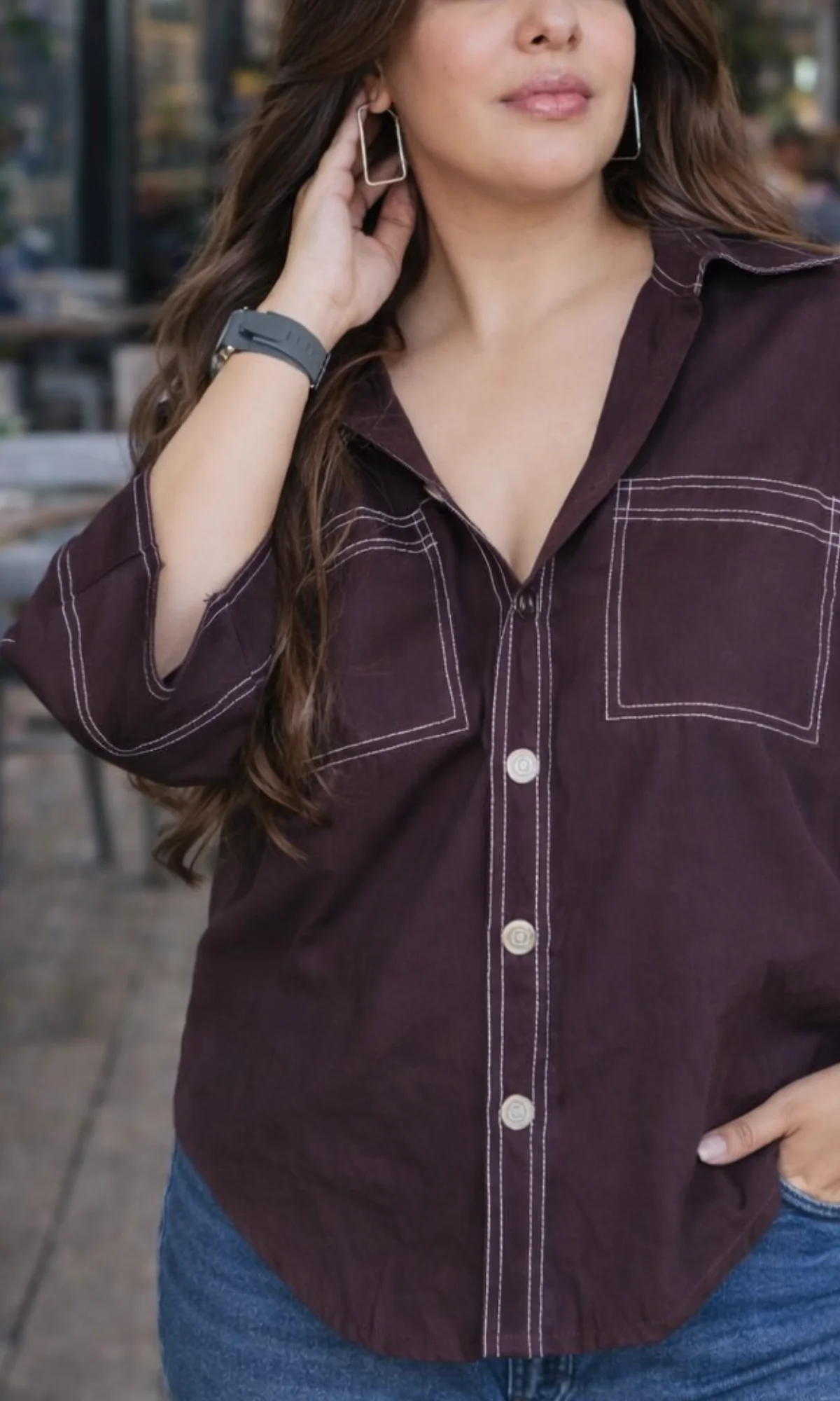Thread Detail Purple Shirt - Image 4