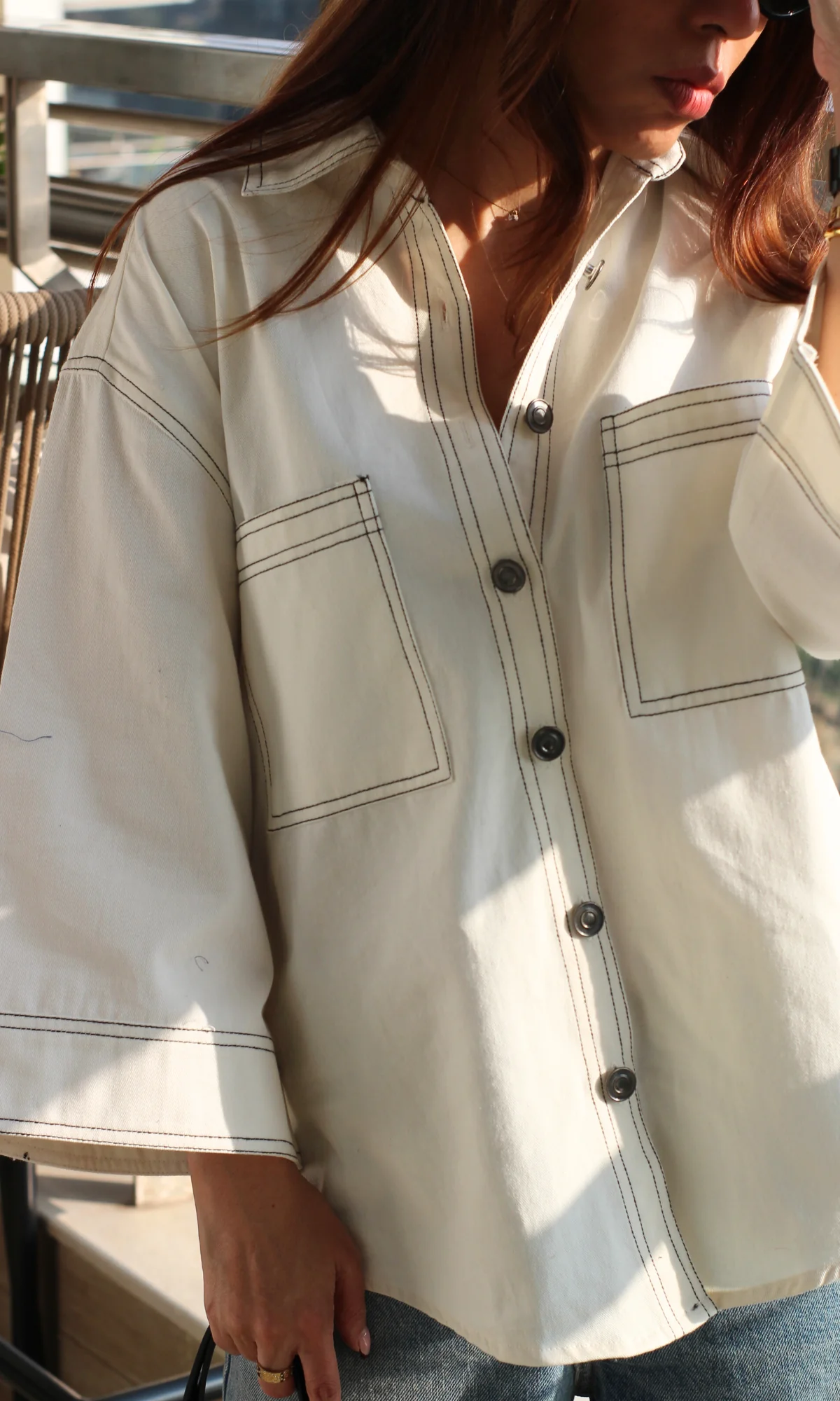 Thread Detail White Shirt - Image 4