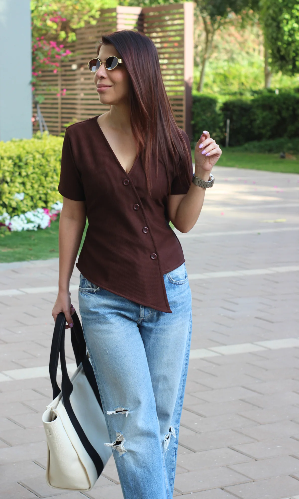 Umber Ribbed Side-Cut Sleeved Waist Coat - Image 6