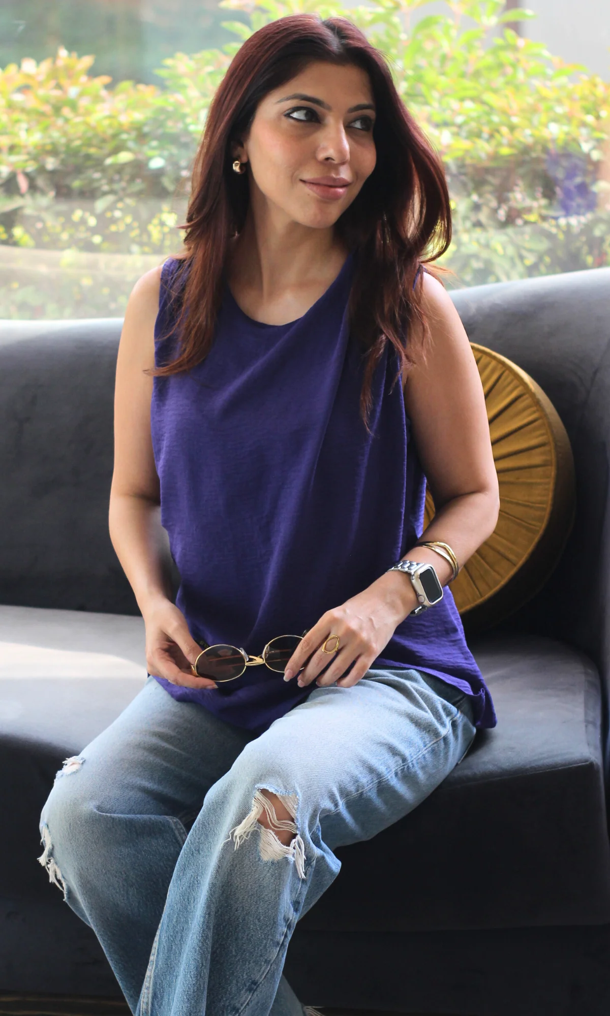 Violet Blue Side Cut Sleeveless Top - Image 3