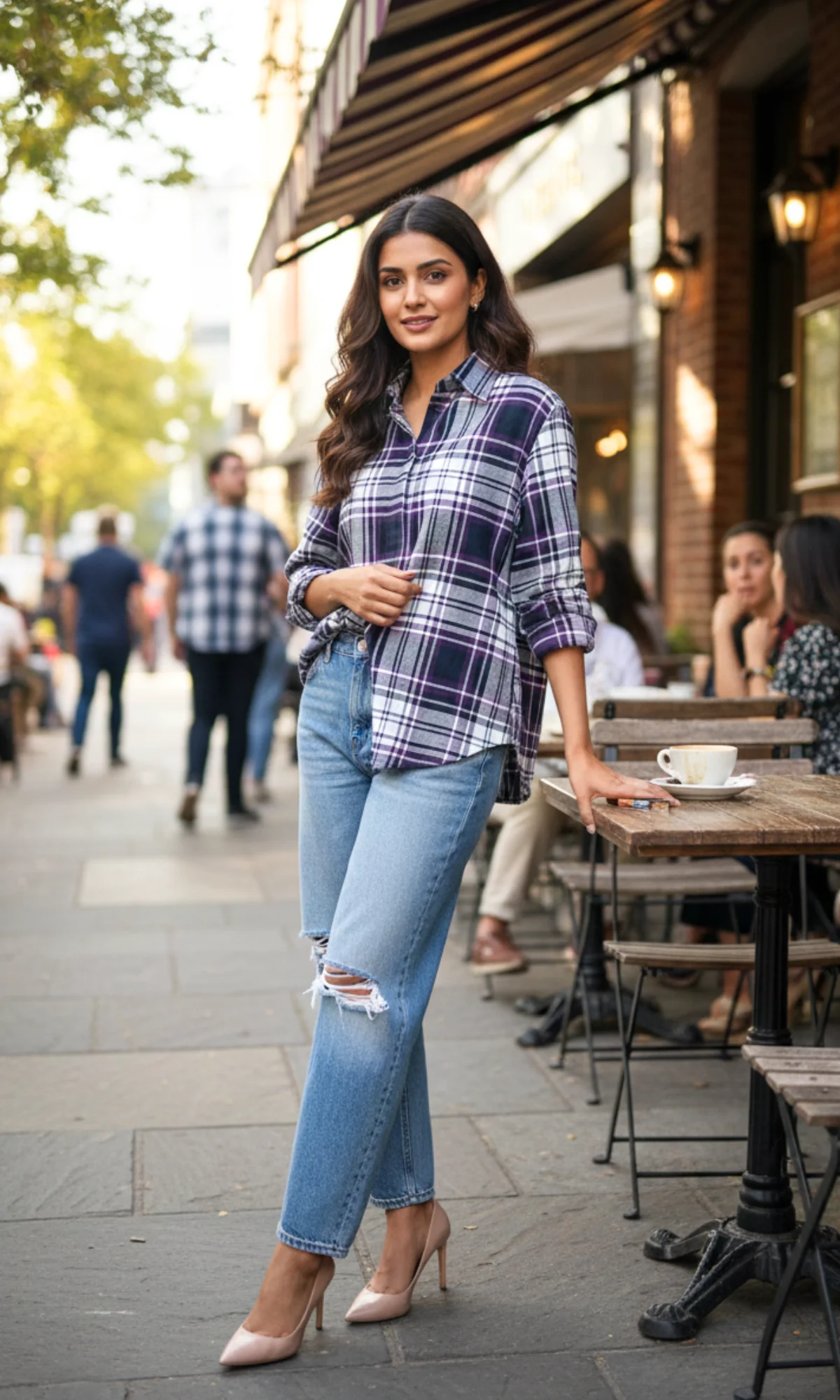 Violet Classic Checked Shirt - Image 2