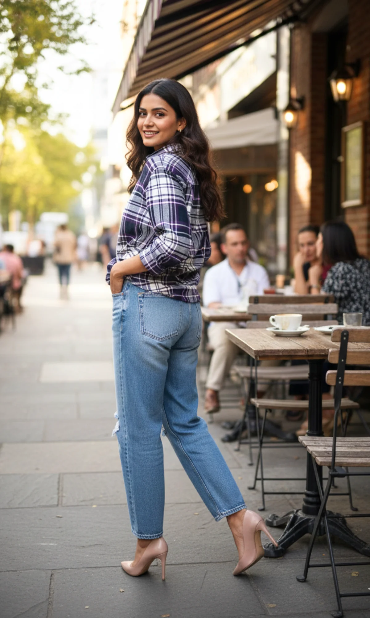 Violet Classic Checked Shirt - Image 3
