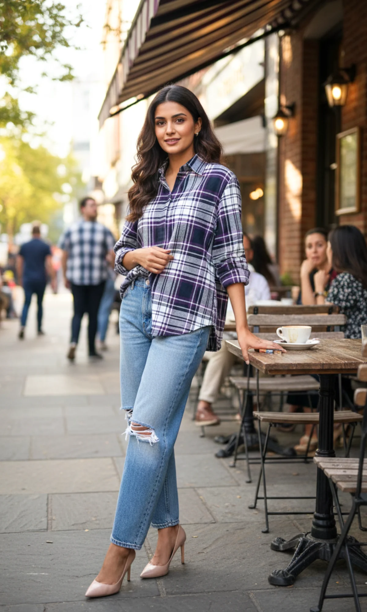 Violet Classic Checked Shirt - Image 4