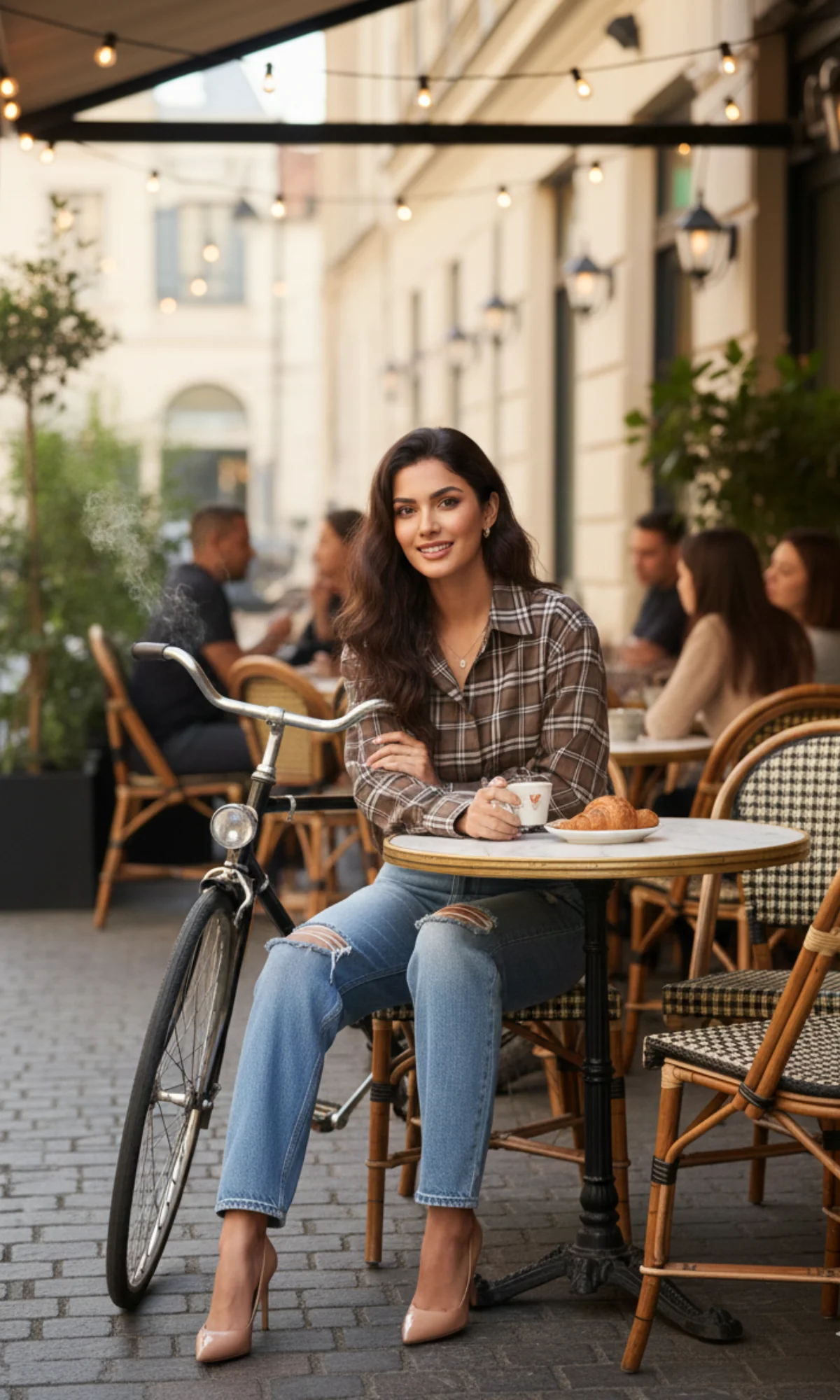 Warm Mocha Plaid Checked Shirt - Image 3