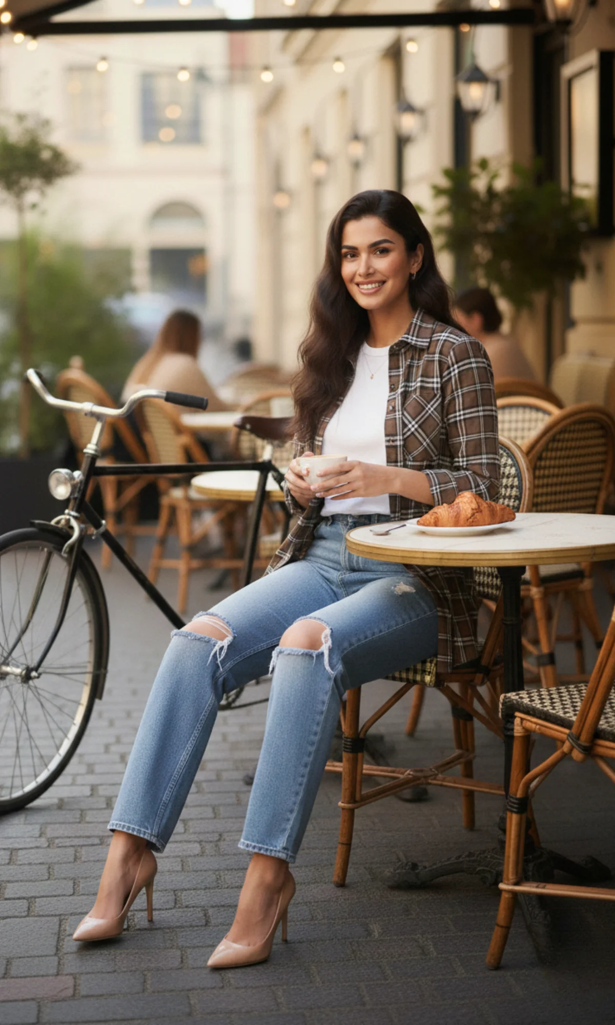Warm Mocha Plaid Checked Shirt - Image 4
