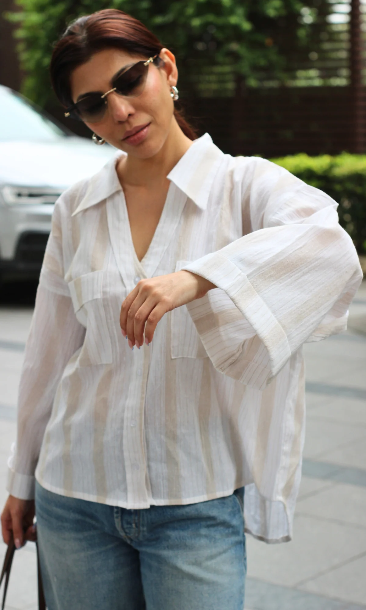 White Beige Cotton Shirt - Image 2