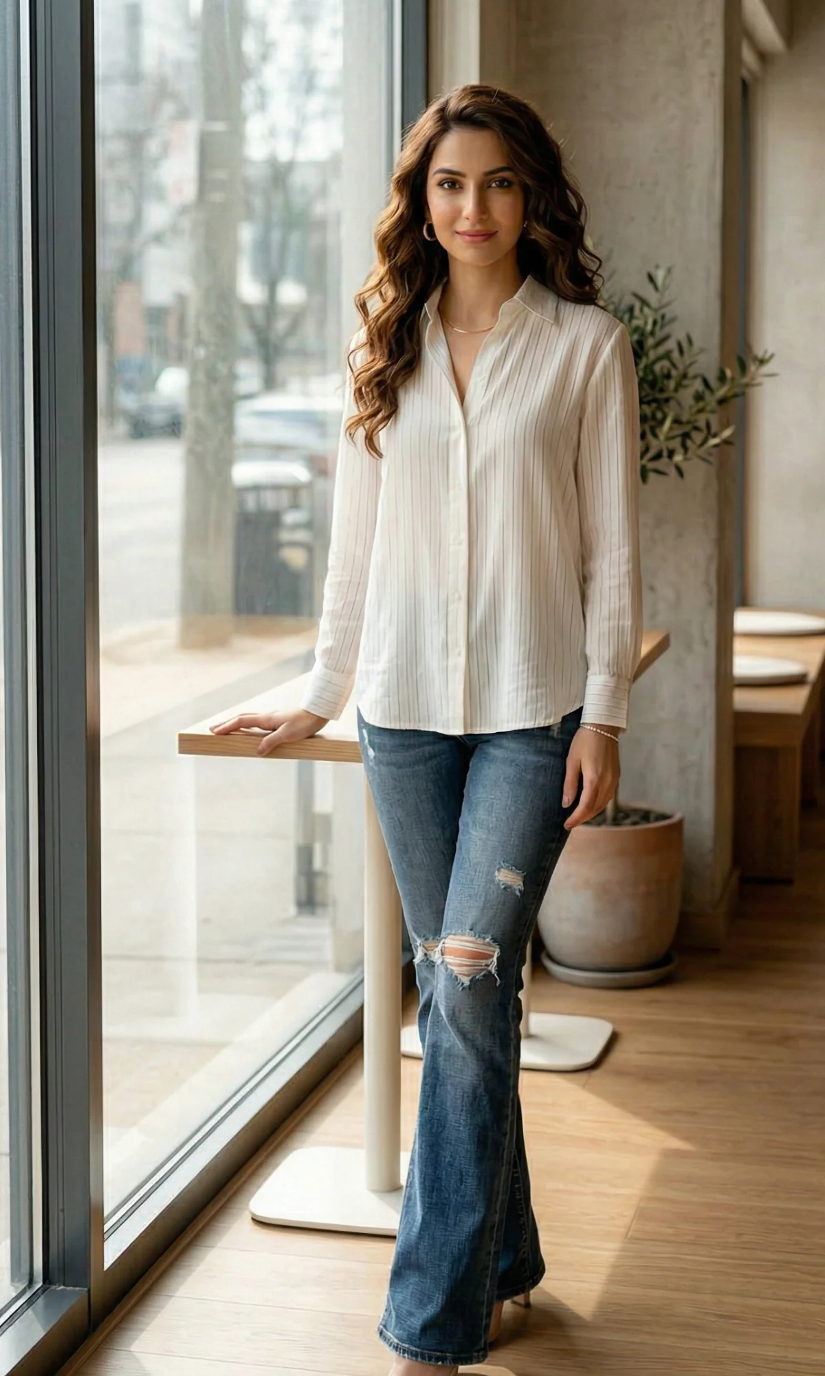 White Line Semi-Sheer Shirt - Image 2