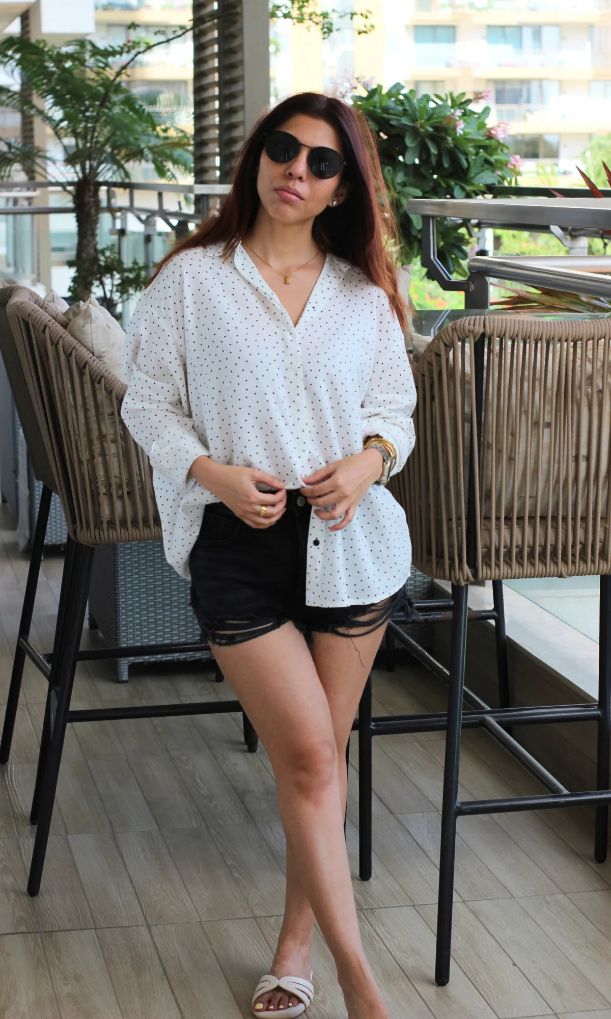 White Polka Cotton Shirt - Image 2