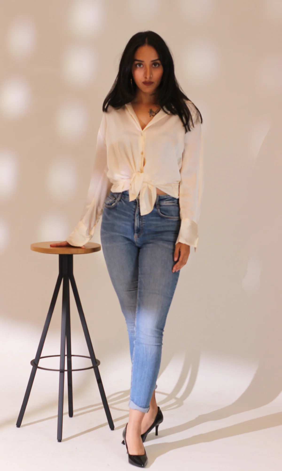 White Satin Sleeved Shirt - Image 3
