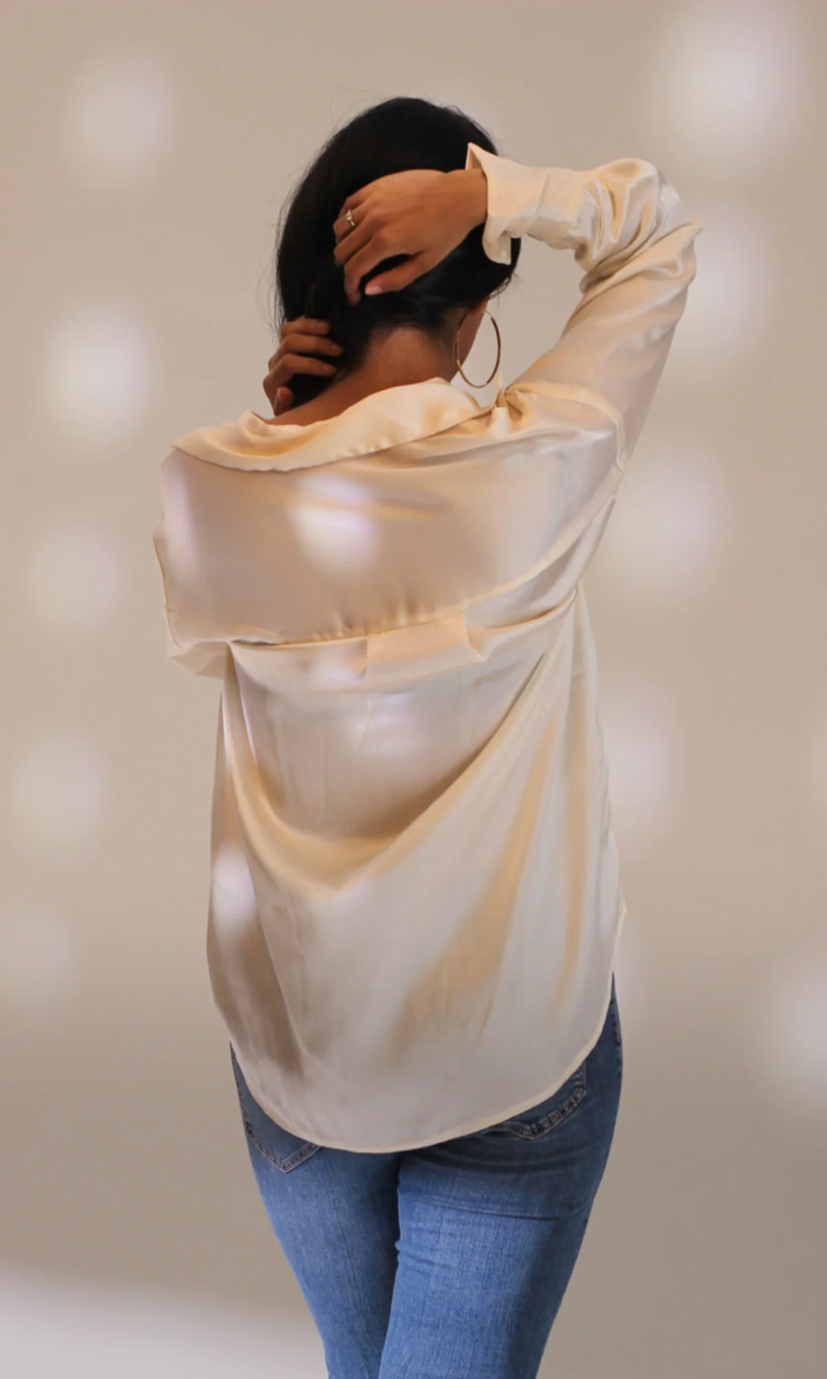 White Satin Sleeved Shirt - Image 4