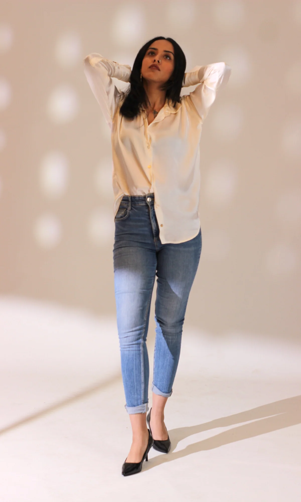 White Satin Sleeved Shirt - Image 5