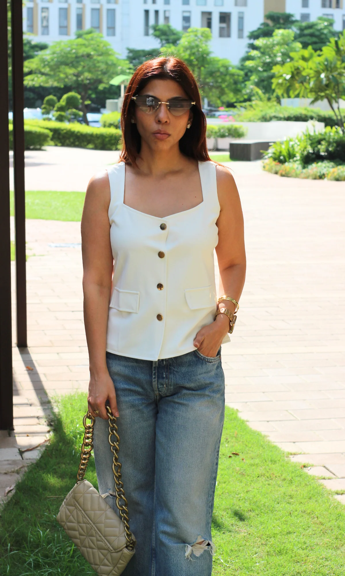 White Squared Neck Waist coat - Image 2