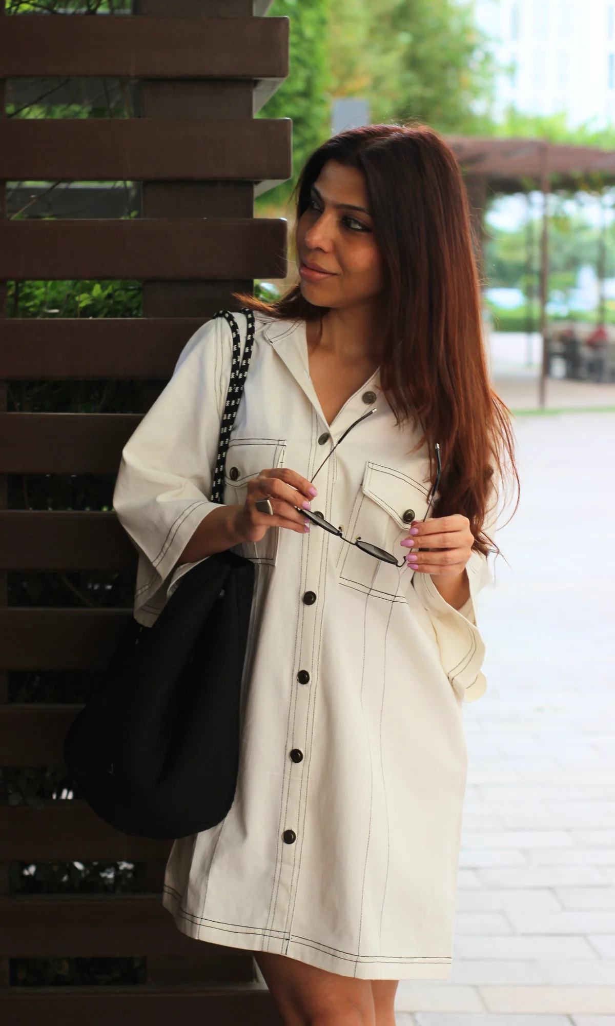 White Thread Work Dress - Image 7