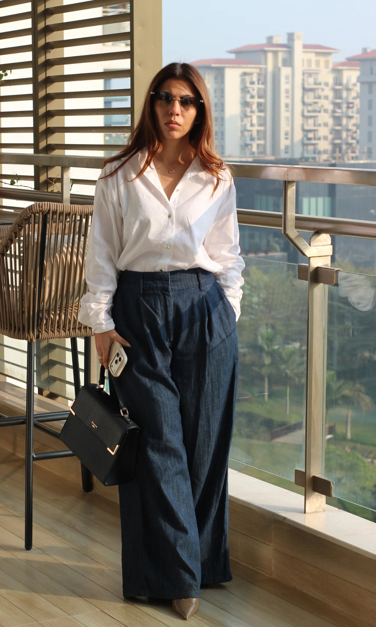 White Weaved Metallic Buttoned Shirt - Image 5