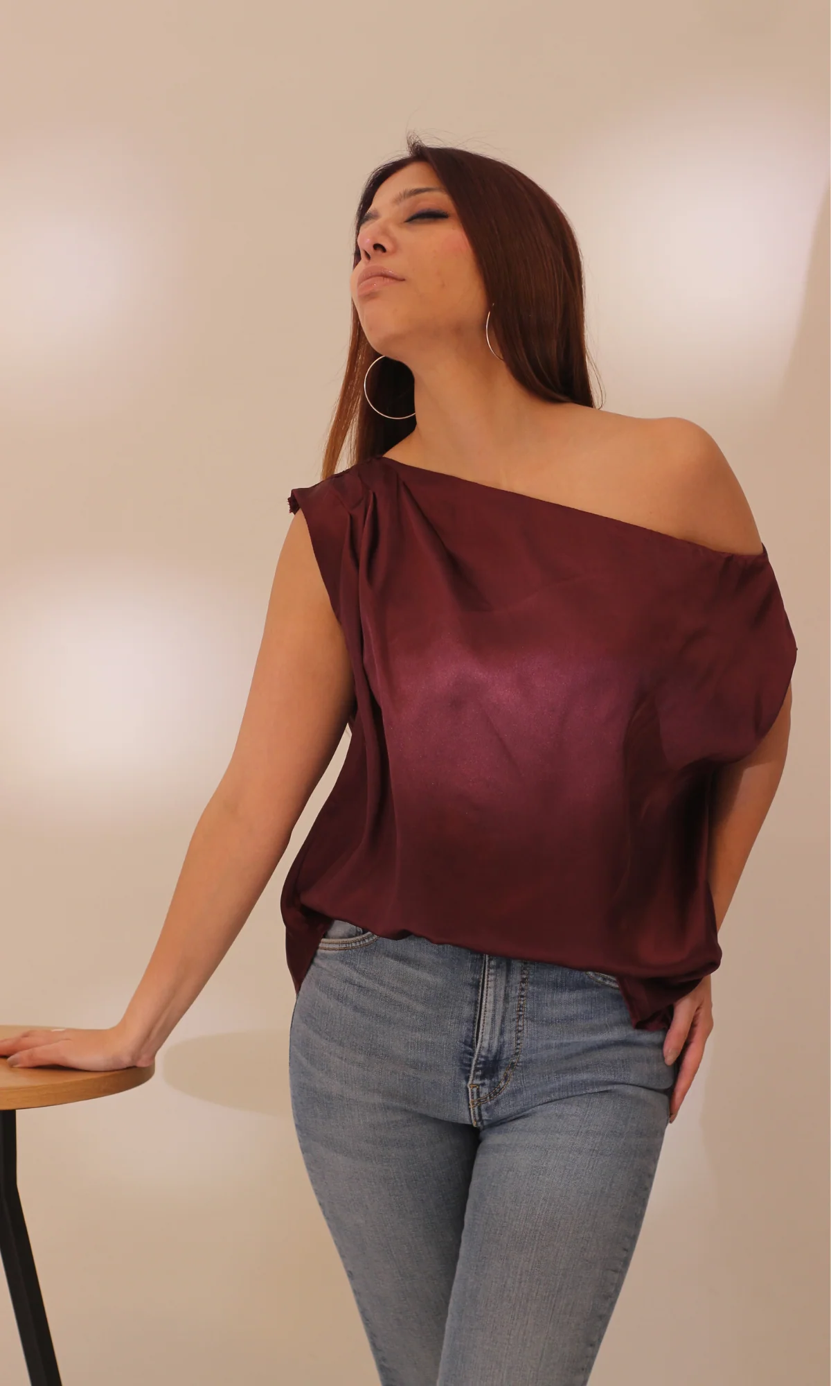 Wine One-Shoulder Top - Image 3