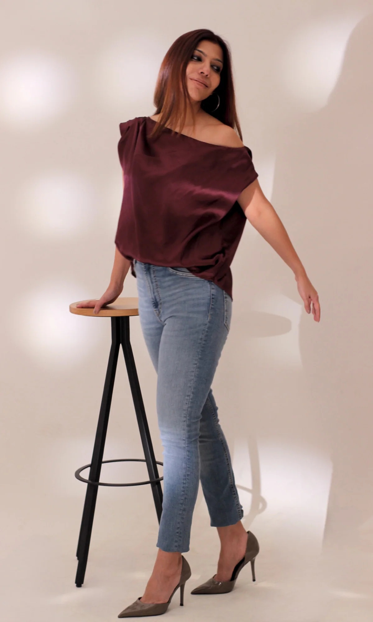 Wine One-Shoulder Top - Image 5