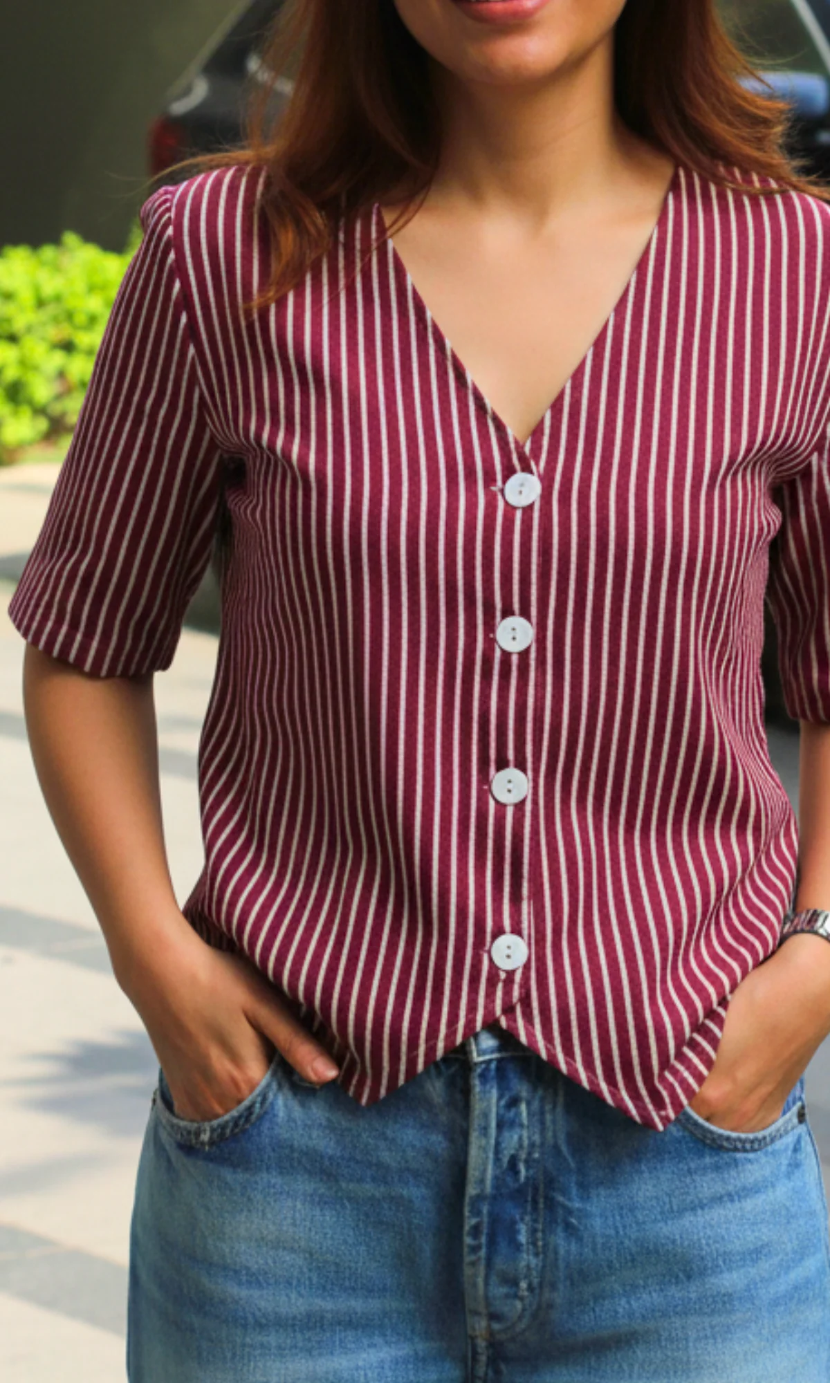 Wine Parallel Sleeved Waist Coat - Image 2