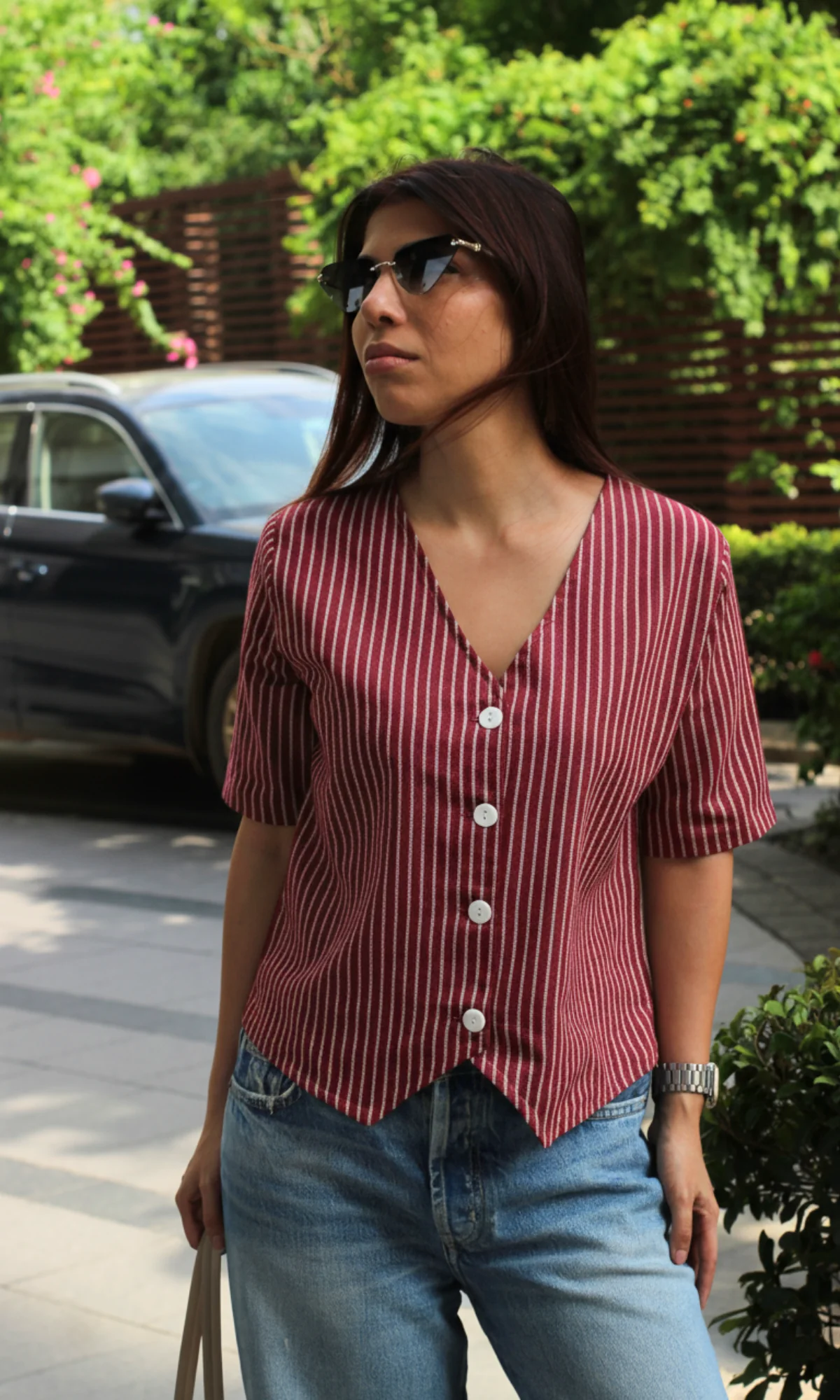 Wine Parallel Sleeved Waist Coat - Image 4