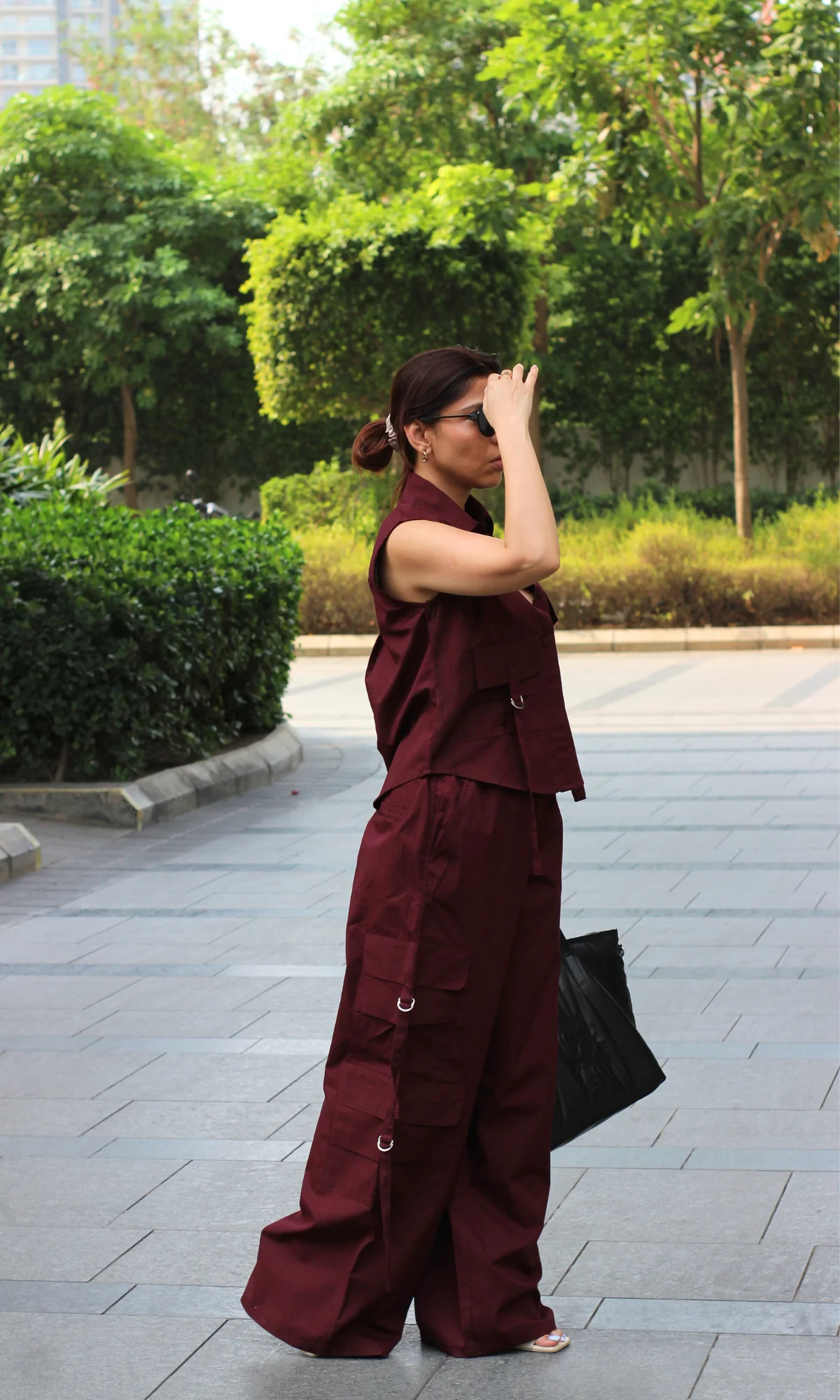 Wine Poplin Shirt and Cargo Pants - Image 2