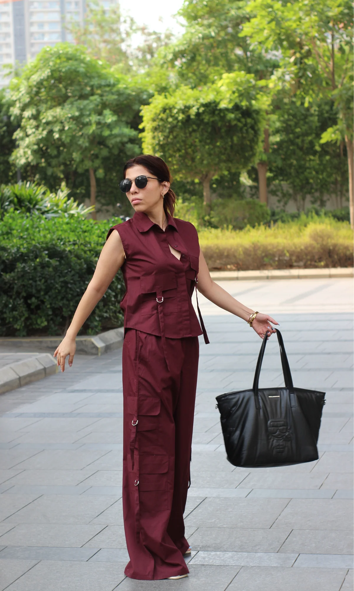 Wine Poplin Shirt and Cargo Pants - Image 4