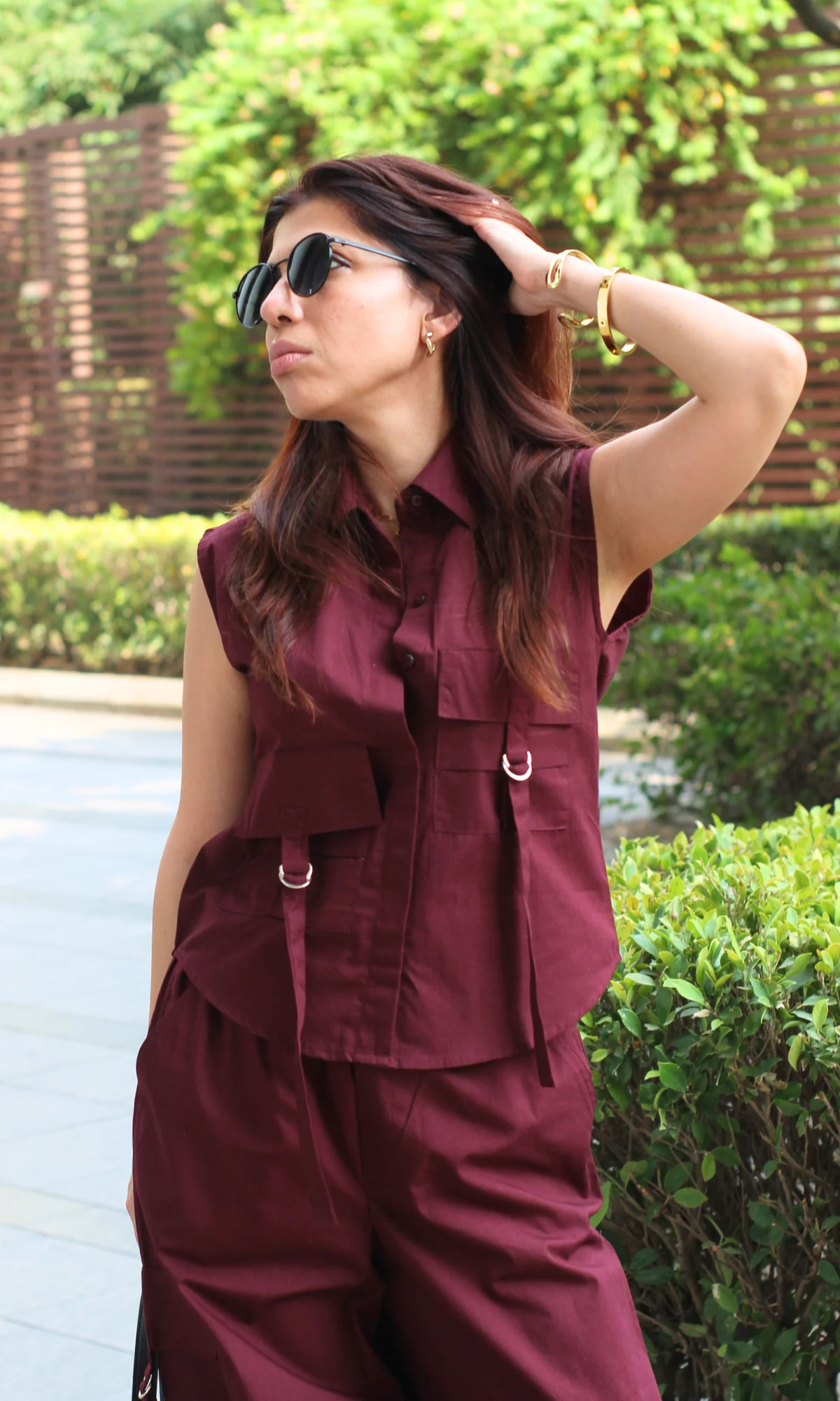 Wine Poplin Shirt and Cargo Pants - Image 5
