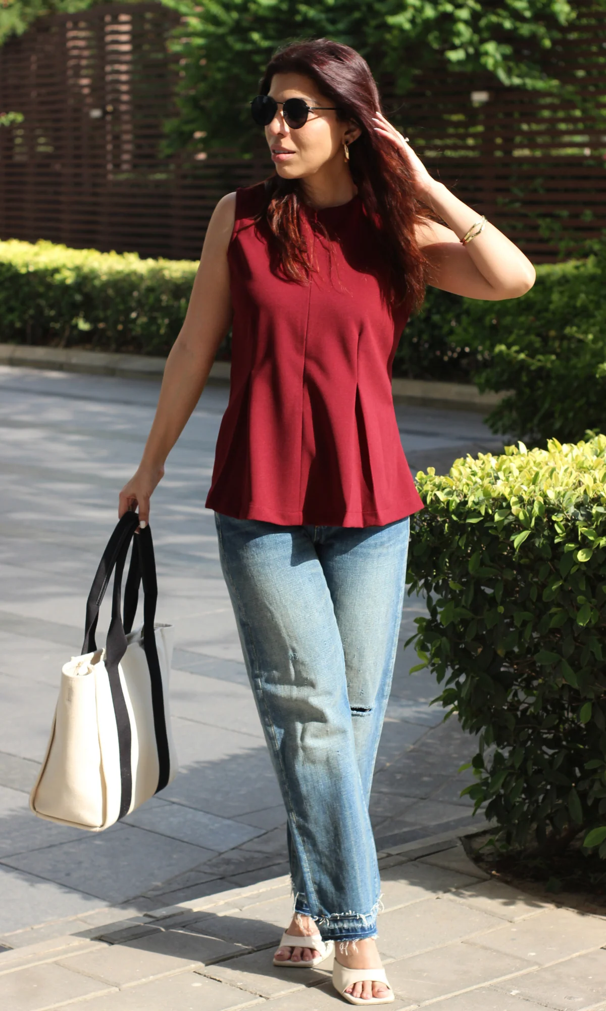 Wine Sleek-Pleat Detail Top - Image 4