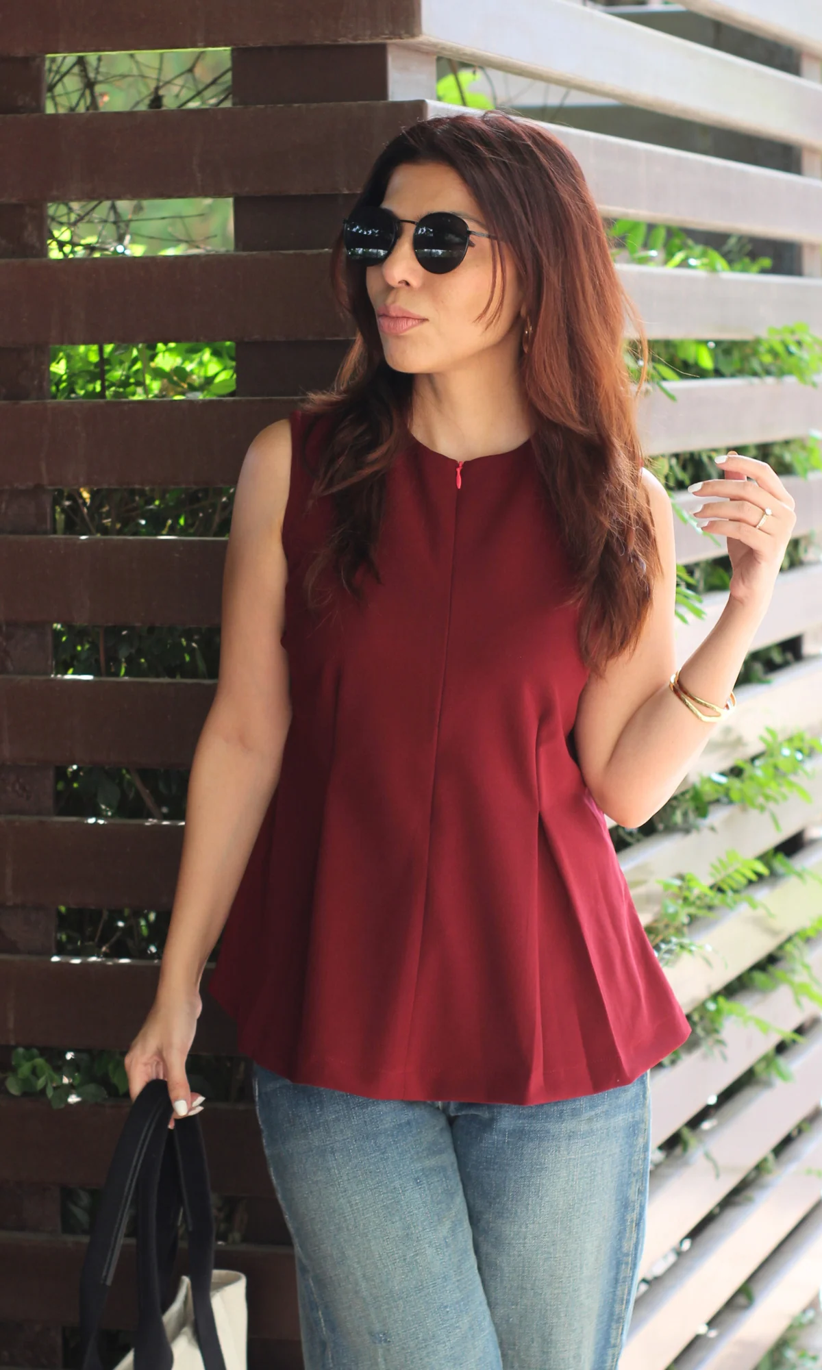 Wine Sleek-Pleat Detail Top - Image 5