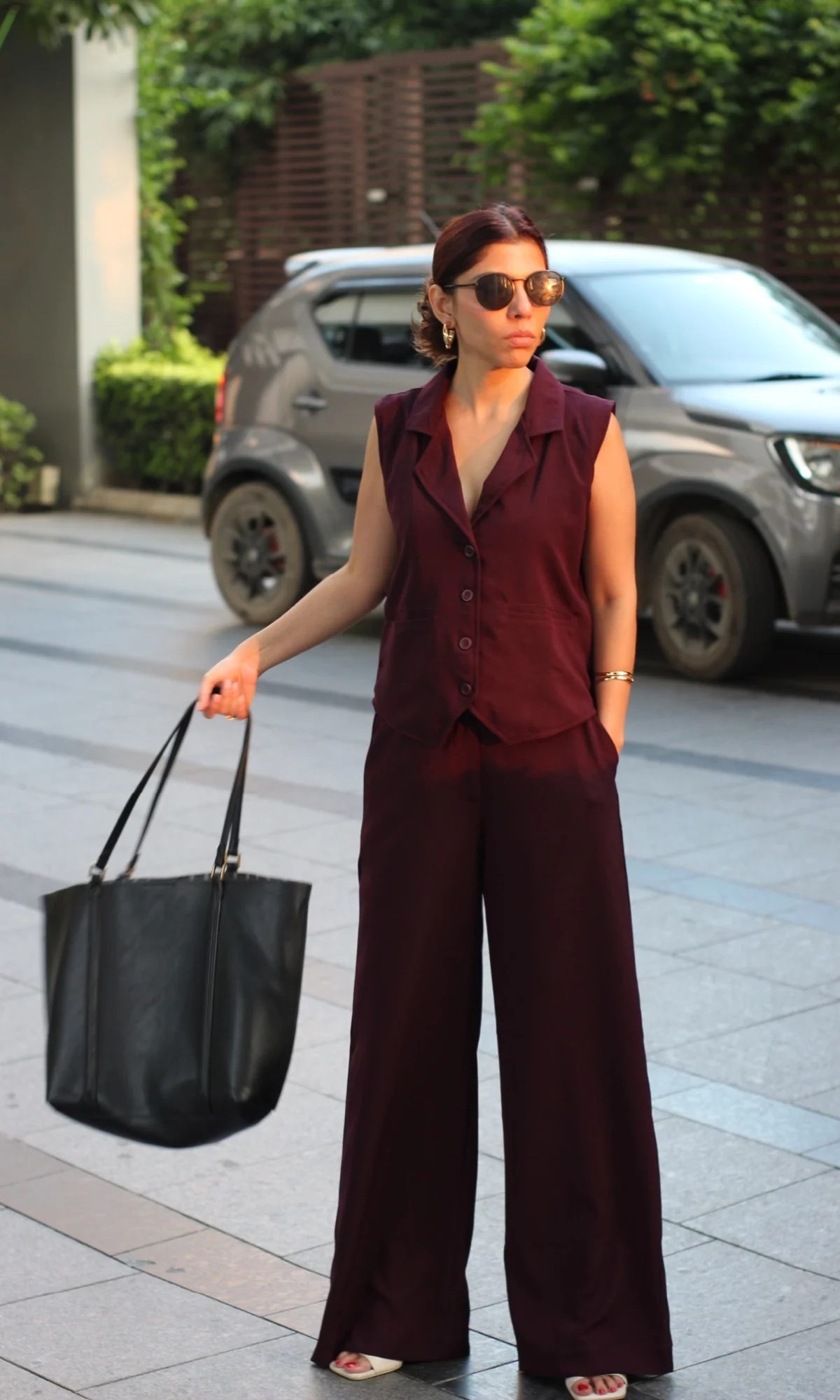 Wine Collared Waist Coat and Pants - Image 4