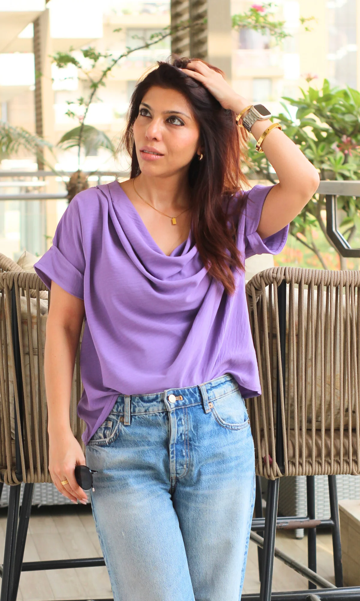 Wisteria Flowing Cowl Neck Top - Image 5