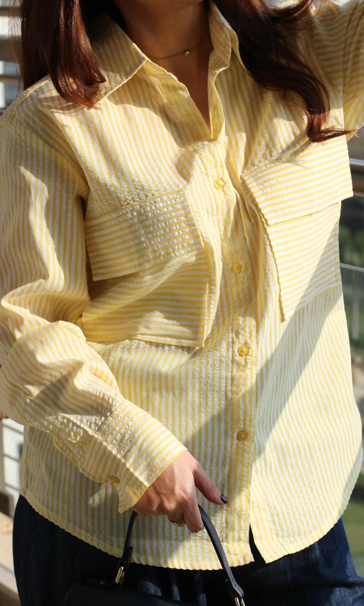 Sunlit Striped Shirt with Horizontal Pockets - Image 2